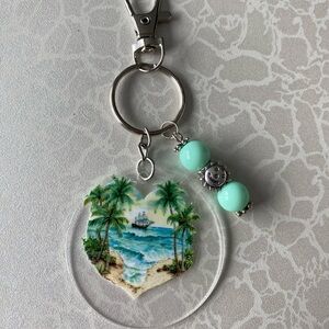 Hand Crafted Tropical Key Holder with Aqua Accents